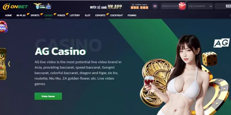 Sảnh casino đa dạng loại hình với tỷ lệ thưởng cao